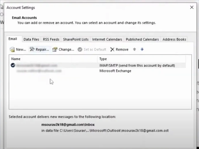 Select your Outlook email