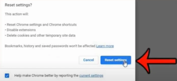 Click on Reset Settings to bring