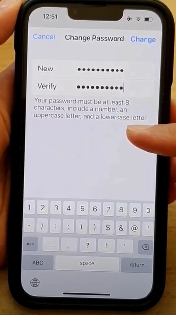 Provide the new password and verify