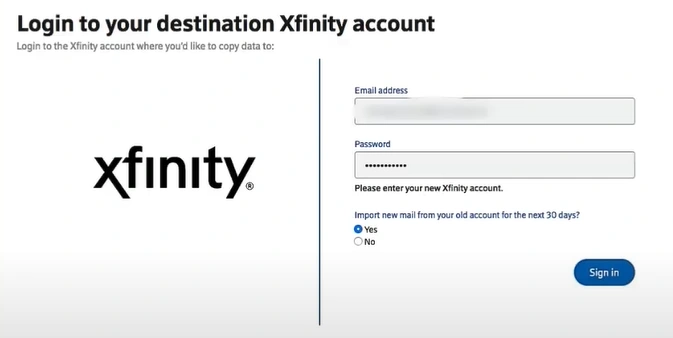 Log in to your Xfinity Mail
